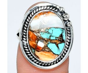 Spiny Oyster Turquoise Ring size-7 EXR01401 R-1148, 12x16 mm