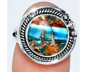 Spiny Oyster Turquoise Ring size-8 EXR01404 R-1148, 12x12 mm