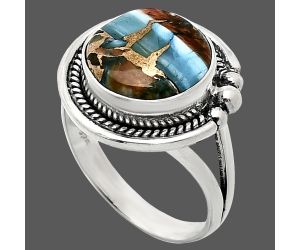 Spiny Oyster Turquoise Ring size-8 EXR01404 R-1148, 12x12 mm