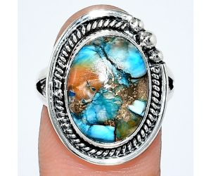 Spiny Oyster Turquoise Ring size-8 EXR01405 R-1148, 11x15 mm