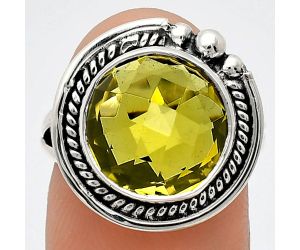 Green Gold Checker Briolette Ring size-7 EXR01411 R-1148, 12x12 mm