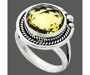 Green Gold Checker Briolette Ring size-7 EXR01411 R-1148, 12x12 mm