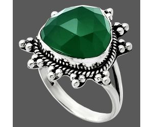 Green Onyx Checker Ring size-9.5 EXR01412 R-1234, 15x15 mm