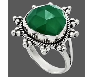 Green Onyx Checker Ring size-8 EXR01413 R-1234, 14x14 mm