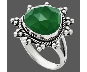 Green Onyx Checker Ring size-9 EXR01414 R-1234, 14x14 mm