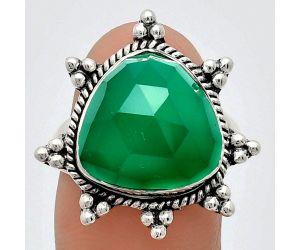 Green Onyx Checker Ring size-8 EXR01416 R-1234, 14x14 mm