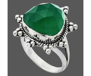 Green Onyx Checker Ring size-8 EXR01416 R-1234, 14x14 mm