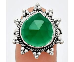 Green Onyx Checker Ring size-9 EXR01417 R-1234, 14x14 mm