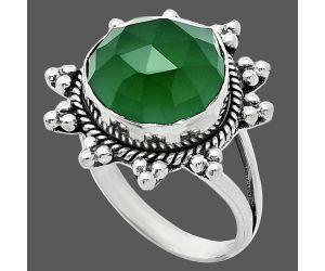 Green Onyx Checker Ring size-9 EXR01417 R-1234, 14x14 mm