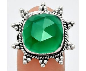 Green Onyx Checker Ring size-7 EXR01418 R-1234, 14x14 mm