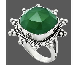 Green Onyx Checker Ring size-7 EXR01418 R-1234, 14x14 mm