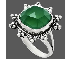 Green Onyx Checker Ring size-10 EXR01419 R-1234, 14x14 mm