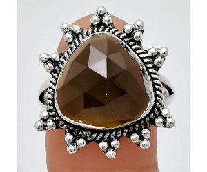 Smoky Quartz Checker Ring size-9.5 EXR01420 R-1234, 14x14 mm