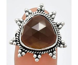 Smoky Quartz Checker Ring size-7 EXR01422 R-1234, 14x14 mm