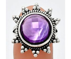 Amethyst Checker Ring size-8 EXR01432 R-1234, 14x14 mm