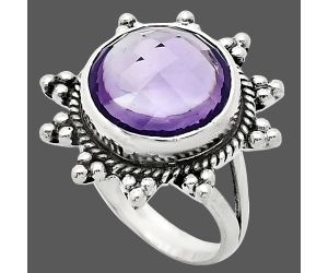 Amethyst Checker Ring size-8 EXR01432 R-1234, 14x14 mm