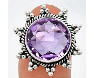 Amethyst Checker Briolette Ring size-7 EXR01433 R-1234, 14x14 mm