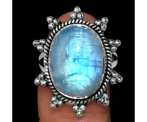 Rainbow Moonstone Ring size-7 EXR01448 R-1234, 12x16 mm