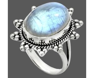 Rainbow Moonstone Ring size-7 EXR01448 R-1234, 12x16 mm