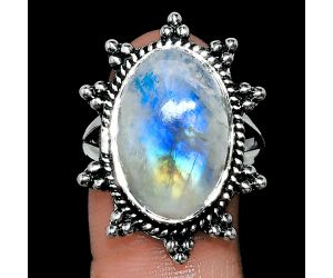 Rainbow Moonstone Ring size-10 EXR01450 R-1234, 13x19 mm