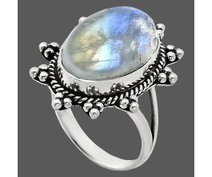 Rainbow Moonstone Ring size-10 EXR01450 R-1234, 13x19 mm