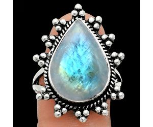 Rainbow Moonstone Ring size-10 EXR01451 R-1234, 13x19 mm