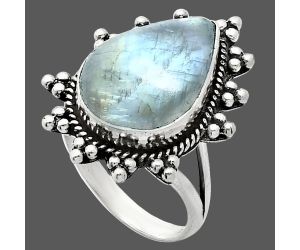 Rainbow Moonstone Ring size-10 EXR01451 R-1234, 13x19 mm