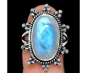 Rainbow Moonstone Ring size-8 EXR01452 R-1234, 11x18 mm