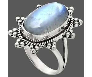 Rainbow Moonstone Ring size-8 EXR01452 R-1234, 11x18 mm