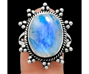 Rainbow Moonstone Ring size-10 EXR01455 R-1234, 13x17 mm