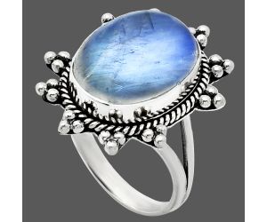 Rainbow Moonstone Ring size-10 EXR01455 R-1234, 13x17 mm