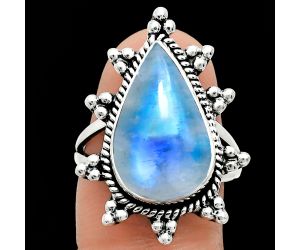 Rainbow Moonstone Ring size-8 EXR01456 R-1234, 11x18 mm