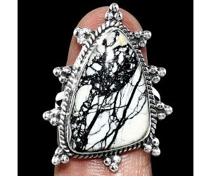 Authentic White Buffalo Turquoise Nevada Ring size-8 EXR01458 R-1234, 14x23 mm