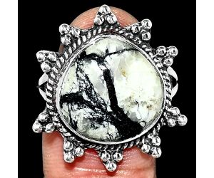 Authentic White Buffalo Turquoise Nevada Ring size-9.5 EXR01461 R-1234, 15x15 mm