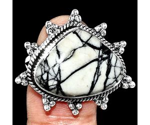 Authentic White Buffalo Turquoise Nevada Ring size-8 EXR01462 R-1234, 16x21 mm