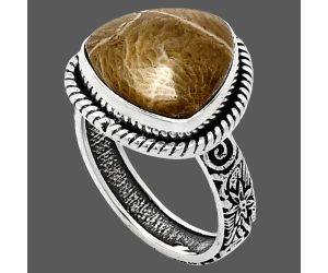 Flower Fossil Coral Ring size-7 EXR01605 R-1067, 13x13 mm