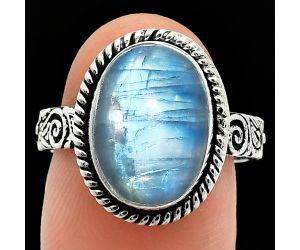 Rainbow Moonstone Ring size-8 EXR01616 R-1067, 10x14 mm