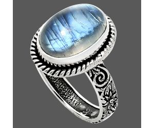 Rainbow Moonstone Ring size-8 EXR01616 R-1067, 10x14 mm