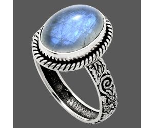 Rainbow Moonstone Ring size-10 EXR01617 R-1067, 10x14 mm