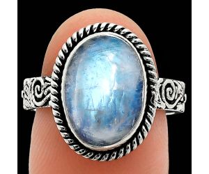 Rainbow Moonstone Ring size-8 EXR01618 R-1067, 10x14 mm