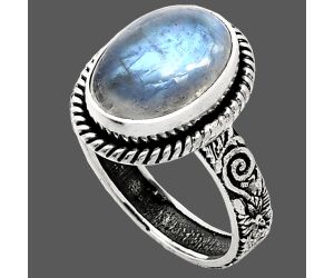 Rainbow Moonstone Ring size-8 EXR01618 R-1067, 10x14 mm