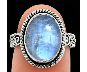 Rainbow Moonstone Ring size-7 EXR01619 R-1067, 10x14 mm