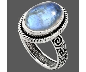 Rainbow Moonstone Ring size-7 EXR01619 R-1067, 10x14 mm