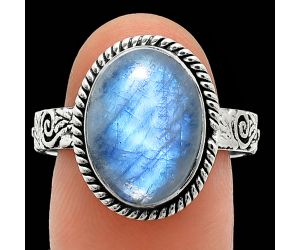 Rainbow Moonstone Ring size-9 EXR01622 R-1067, 10x14 mm