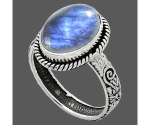 Rainbow Moonstone Ring size-9 EXR01622 R-1067, 10x14 mm