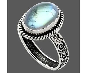 Rainbow Moonstone Ring size-9 EXR01623 R-1067, 10x14 mm