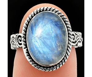 Rainbow Moonstone Ring size-7 EXR01624 R-1067, 10x14 mm