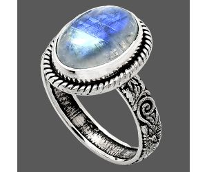 Rainbow Moonstone Ring size-10 EXR01625 R-1067, 10x14 mm