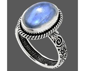 Rainbow Moonstone Ring size-8 EXR01626 R-1067, 10x14 mm