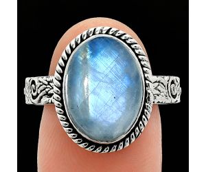 Rainbow Moonstone Ring size-10 EXR01628 R-1067, 10x14 mm